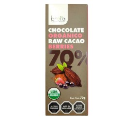 Chocolate organico raw maqui & berries 70% cacao 70 gramos Marca Brota